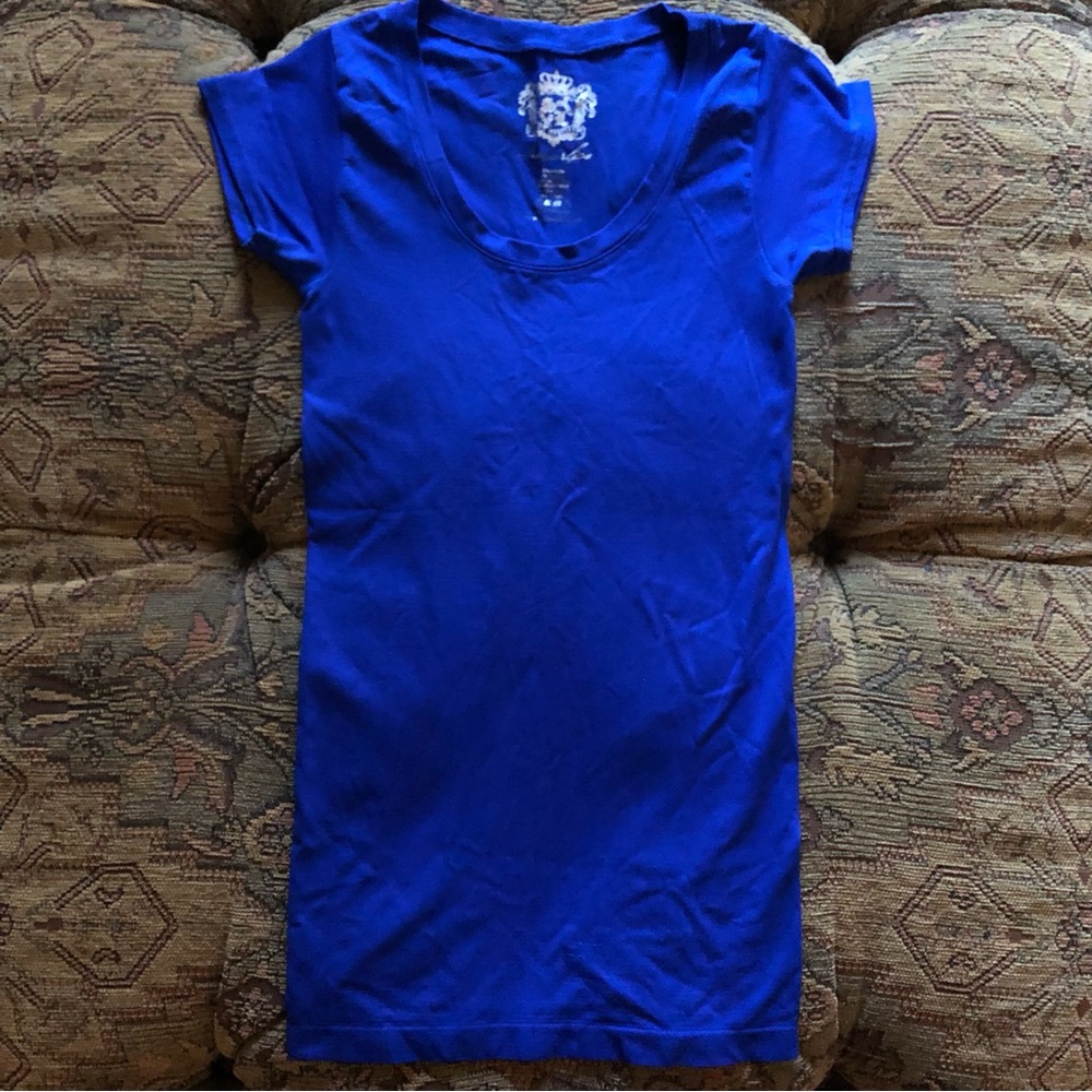 Sugarlips Layering T-Shirt Royal Blue Stretch Bodycon Nylon Longer Length